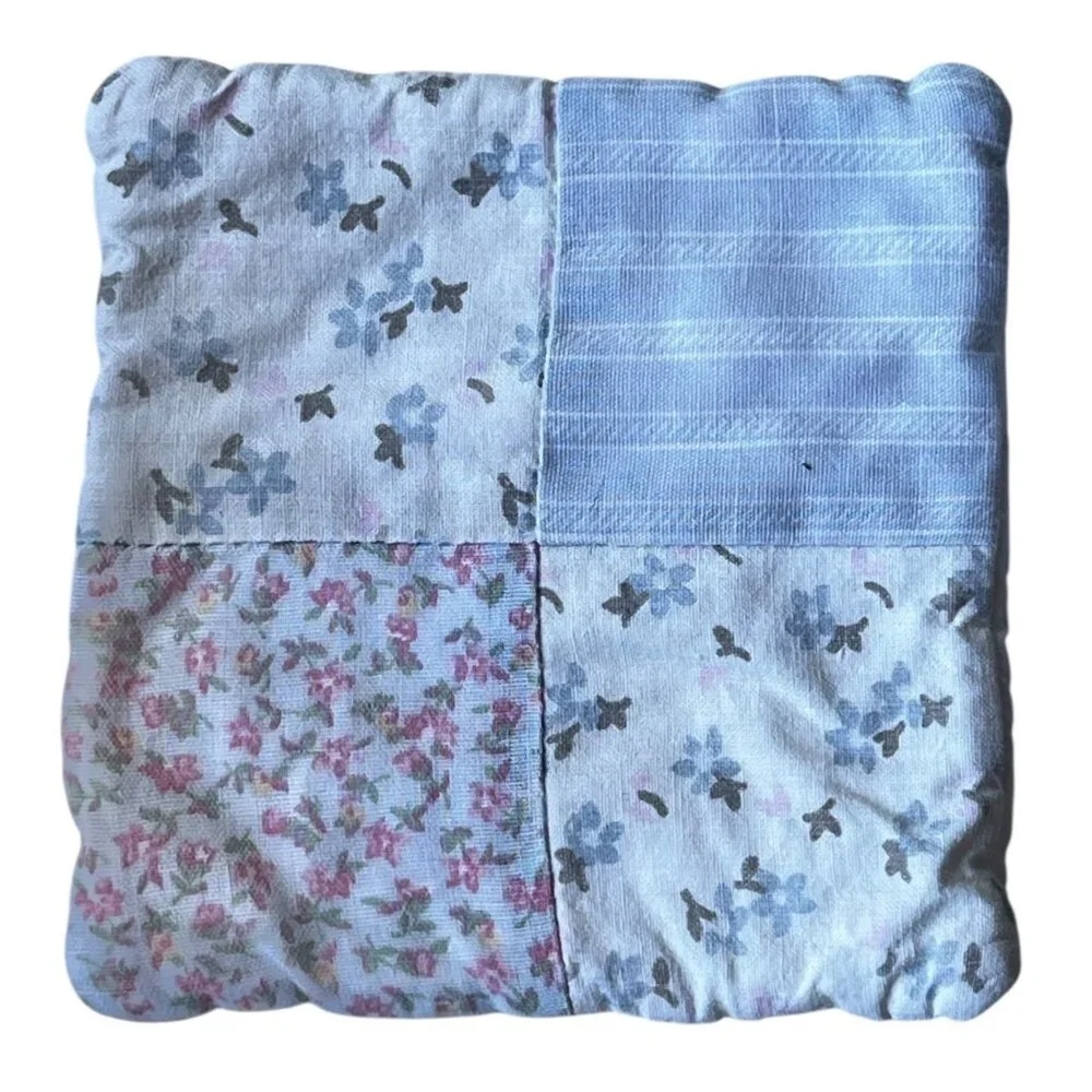 Floral Patchwork Quilted Coasters Set Of 3 Handmade blue white Pink VTG